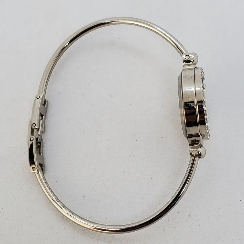 Polini Women's Cuff Watch White Dial Crystal Bezel Gray Bands 6